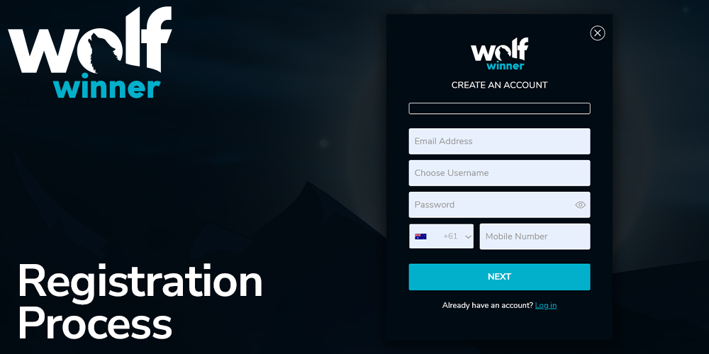 Step-by-step instructions for registering on wolf winner casino